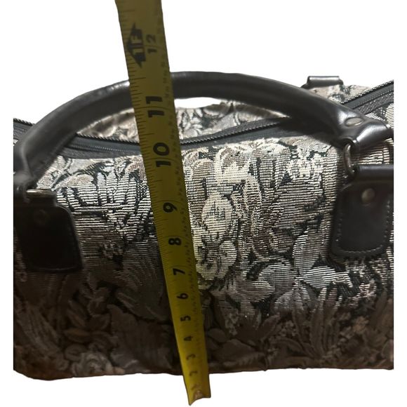 Diane Von Furstenberg DVF Grey Vintage Floral Tapestry Duffle Weekender Bag - Picture 13 of 16